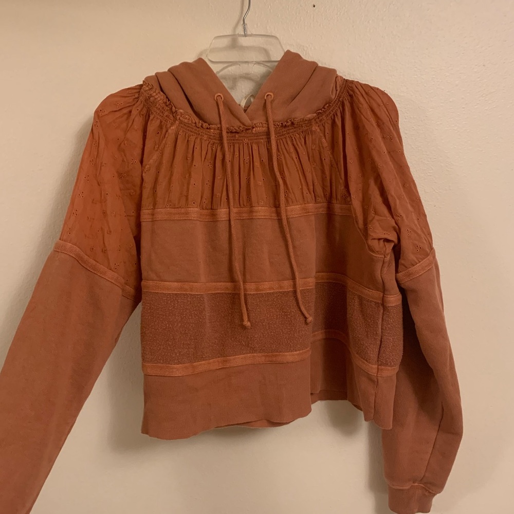 Free people cropped orange hoodie